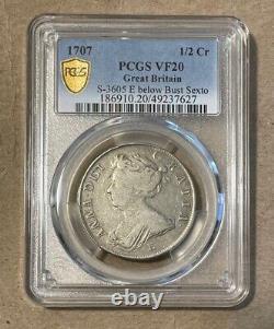 Great Britain 1707-E Silver Anne Half Crown (PCGS VF 20)