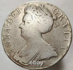Great Britain 1707 Large Silver Crown Anne I British Thaler Sized Coin Cleaned