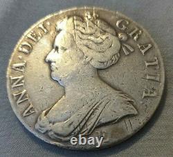 Great Britain 1707 Large Silver Crown Anne I coin polished, mount removed coin