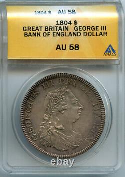Great Britain 1804 King George III Dollar Bank Od England Toned Anacs-au-58
