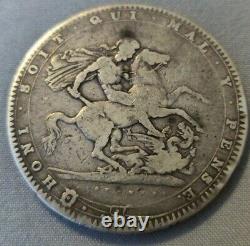 Great Britain 1820 LX Crown Silver Coin George III-St. George slaying dragon