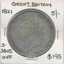 Great Britain 1821 George IV 5/- Crown S-3805 aVF