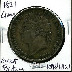Great Britain 1821 George IV Crown in VF Condition SECUNDO Edge KM# 680.1
