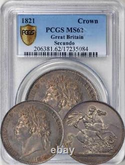 Great Britain 1821 George IV Secundo Crown PCGS Secure Plus MS-62, Undergraded