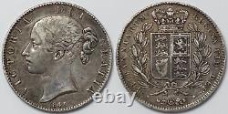 Great Britain 1845 Crown Victoria Young Head Cinquefoil Stops S-3882 Silver Coin