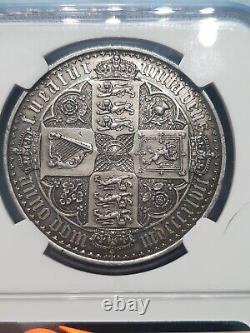 Great Britain 1847 Crown Silver Gothic Type Undecimo Edge Ngc Pf58