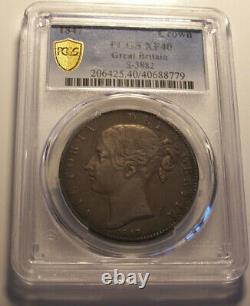 Great Britain, 1847 Victoria Crown. PCGS XF 40. 141,000 Mintage