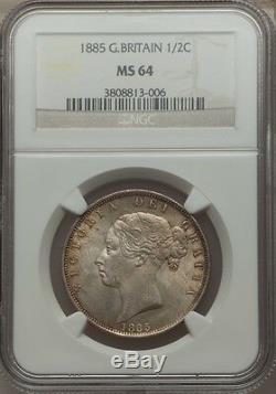 Great Britain 1885 Half-crown 1/2 Crown Choice Uncirculated Ngc Ms-64