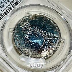 Great Britain 1887 1/2 Crown Toned Pcgs Graded World Coin Unc-detail
