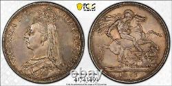 Great Britain 1889 Queen Victoria Crown Silver Coin PCGS Grade MS63 Nice Toned