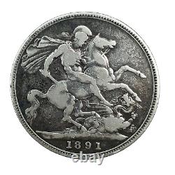 Great Britain 1891 F/VF. 925 Silver JUBILEE Crown Queen VICTORIA Coin KM#765