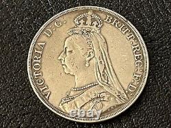 Great Britain 1891 XF. 925 Silver Jubilee Crown Queen Victoria Coin KM 765