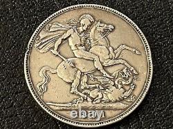 Great Britain 1891 XF. 925 Silver Jubilee Crown Queen Victoria Coin KM 765
