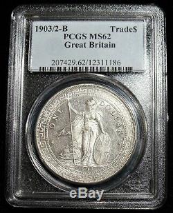 Great Britain 1903/2-B Silver Trade Dollar KM-T5 PCGS MS-62. RARE