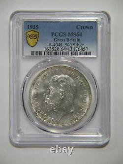 Great Britain 1935 Crown King George V Silver Pcgs Graded Ms 64 World Coin