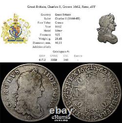 Great Britain, Charles II, Crown 1662, Rose, aVF