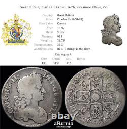 Great Britain, Charles II, Crown 1676, Vicesimo Octavo, aVF