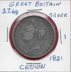 Great Britain Crown 1821 Vf Rulergeorge Iv, Laureate Head Left, Legend
