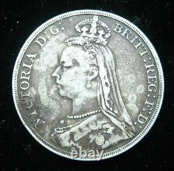 Great Britain Crown 1890 Silver Victoria Britsh Uk George Dragon 2542# Coin