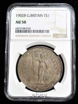 Great Britain Edward VII Trade Dollar 1902-B AU58 NGC