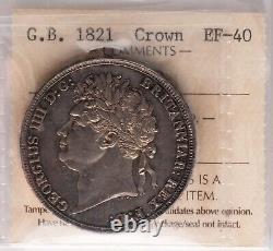 Great Britain. George IV 1821 Silver Crown. Secundo. ICCS EF-40. 28.2 g KM-680.1