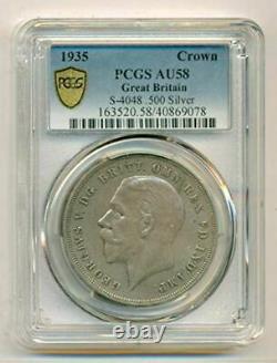 Great Britain George V 1935 Silver Crown Incuse Edge Lettering AU58 PCGS