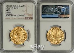 Great Britain Henry VII (1505-09) Gold Angel NGC AU-53