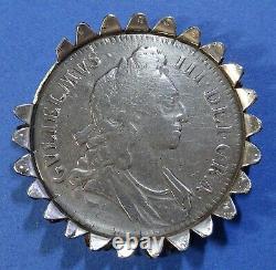 Great Britain One Crown Coin1695 William IIIKM#486, VF, Within Silver Surround