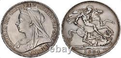 Great Britain Queen Victoria 1837-1901 Silver Crown Dated 1894 and LVIII EF