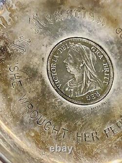 Great Britain Queen Victoria 1900 Silver Half Crown Coin Dish- In Memoriam-Marks