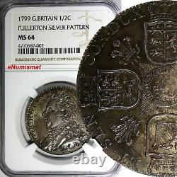 Great Britain Scottish George III Silver Pattern 1799 1/2 Crown NGC MS64 SCARCE