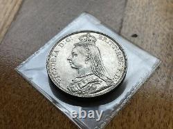 Great Britain UK 1892 Crown Queen Victoria Silver Coin Rare Date