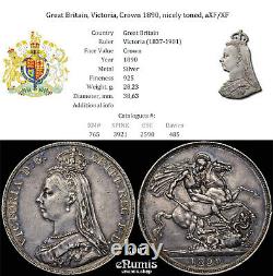 Great Britain, Victoria, Crown 1890, nicely toned, aXF/XF