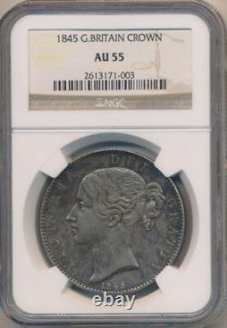 Great Britain Victoria Young Head Crown 1845 Ngc Au55