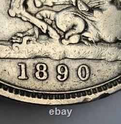 Great Britain silver Crown 1890 189/80 overdate KM765 (Invt195)