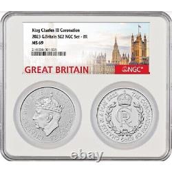 King Charles III Coronation Cypher and Britannia Silver Coin NGC MS69 CROWN