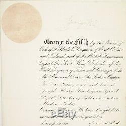 King George V Signed Document Autograph OBE Appointment Dowton Abbey The Crown
