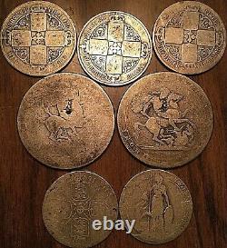 Lot Of 7 Great Britain Sterling Silver Coins Florins And Crowns