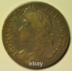 Mw18470 Great Britain Silver Crown 1688 James II (1685-1688) KM#463 RARE