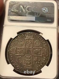 NGC AU Details Great Britain UK England 1706 Plumes & Roses Silver Coin 1 Crown