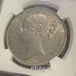 NGC AU53 Great Britain 1845 Queen Victoria Silver Coin 1 Crown