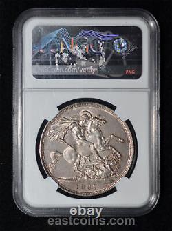 NGC MS62 1887 Great Britain Queen Victoria Silver Crown toned