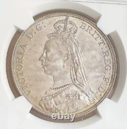 NGC MS63+ Great Britain UK 1888 Queen Victoria Silver Coin 1 Crown