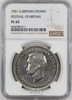NGC PL 65 1951 Great Britain Festival George VI PROOFLIKE Crown Coin