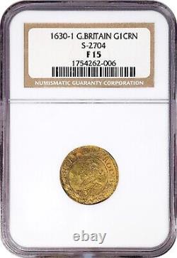 Nd (1630-1631) Great Britain Charles I Gold Crown London Mintmmplume Ngc F-15