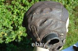 Original WWII Royal Air Force Pilot's Flying Helmet Stamped A M with Crown Logo