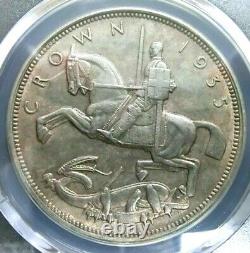 PCGS AU58 Gold Shield-Great Britain 1935 George V Silver One Crown Almost UNC
