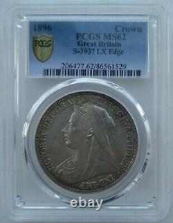 PCGS MS62 Great Britain UK 1896 Queen Victoria Silver Coin 1 Crown