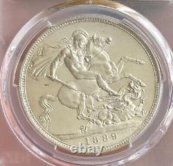 PCGS MS63 Great Britain UK 1889 Queen Victoria Silver Coin 1 Crown