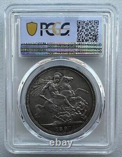PCGS MS64 Great Britain UK 1887 Queen Victoria Silver Coin 1 Crown